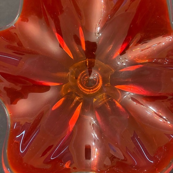 Viking Glass Epic Six Petal Persimmon Compote Bowl - Picture 10 of 13